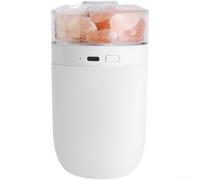 AugustknowU Humidificateur USB pour voiture avec pierre de sel naturelle et lumière d'ambiance LED 7 couleurs pour une brume constante et une lueur apaisante (blanc)
