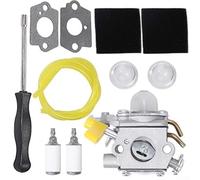 AugustknowU Kit complet de carburateur 26 cc pour moteurs de débroussailleuse 25 CC 30 CC 46 CC avec pièces compatibles C1U H60, y compris les filtres à air et le remplacement de la conduite de