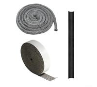 AugustknowU Kit de 3 cordes d'étanchéité pour cheminée, poêle à bois et poêle à granulés avec noyau en fibre de verre et ruban adhésif