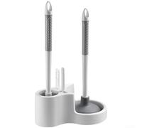 AugustknowU Kit de nettoyage 4 en 1 en plastique pour salle de bain, avec brosse de toilette, piston, pince à cheveux, déboucheur de canalisation, et support pour brosse à espace étroit