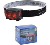 AugustknowU Lampe frontale LED pour la pêche de nuit, le cyclisme, le camping, la randonnée, compacte COB, mains ajustables, cinq modes d'éclairage, rotation à 45 degrés, accessoire lentille rouge