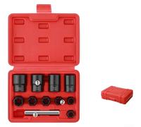 AugustknowU Lot de 11 extracteurs de boulons conçus avec précision avec douilles en spirale inversées dans les tailles 6, 8, 10, 12, 14, 17, 19, 22 et 27 mm et adaptateur de foret