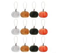 AugustknowU Lot de 12 citrouilles d'automne en velours avec corde de chanvre naturel pour décoration saisonnière de maison, d'entreprise et d'événement (B)