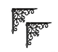 AugustknowU Lot de 2 supports d'étagère triangulaires en fonte épaisse pour cloisons, style fer forgé offrant un soutien stable et décoratif pour étagères murales (M)