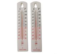 AugustknowU Lot de 2 thermomètres muraux compacts pour intérieur ou extérieur, maison, bureau, jardin, dimensions 195 mm x 40 mm x 6 mm et double échelle