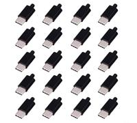 AugustknowU Lot de 20 connecteurs USB 3.1 C mâles pour carte PCB avec coque noire ou blanche pour applications industrielles et prototypage (noir)