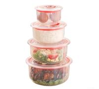 AugustknowU Lot de 4 boîtes de conservation empilables en plastique avec couvercles sécurisés compatibles micro-ondes pour la préparation des repas et le contrôle de la fraîcheur