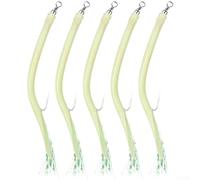AugustknowU Lot de 5 hameçons en acier inoxydable pour pêche SABIKI Rig phosphorescents avec émerillon pour réduire la torsion lors des frappes (10/0 blanc)