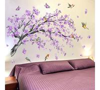 AugustknowU Lot de stickers muraux contemporains avec éléments floraux et oiseaux pour salon, chambre à coucher ou bureau