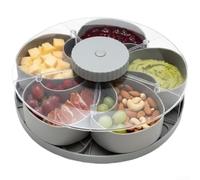 AugustknowU Plateau à goûter multi-compartiments avec rotation continue à 360° pour faciliter le fromage, les fruits, la viande et les tartinades lors des réunions sociales (gris)