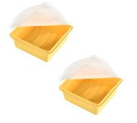AugustknowU Récipient en silicone avec couvercle pour stocker les pâtisseries et les plats préparés avec échelle de mesure et fond antidérapant (ensemble jaune)