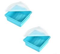 AugustknowU Récipient en silicone avec couvercle pour stocker les pâtisseries et les plats préparés avec échelle de mesure et fond antidérapant (ensemble bleu)