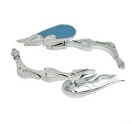 AugustknowU Rétroviseur en alliage d'aluminium pour motos, scooters et vélos électriques, avec style rétro et coque en ABS, comprend un ensemble complet de matériel de montage (noir bleu)