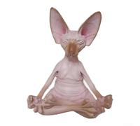 AugustknowU Statuette de chat en résine peinte à la main - Bouddha de méditation - Figurine de collection pour intérieur et extérieur - Rose