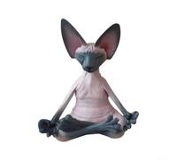 AugustknowU Statuette de chat en résine peinte à la main - Bouddha de méditation - Figurine de collection pour décoration de jardin intérieure et extérieure (noir rose)