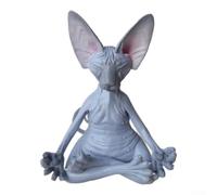 AugustknowU Statuette de chat en résine peinte à la main - Bouddha de méditation - Figurine de collection pour intérieur et extérieur - Gris