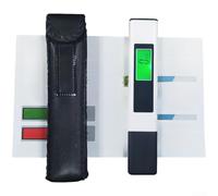 AugustknowU Stylo testeur de température numérique pour systèmes d'eau RO avec rétroéclairage à code couleur vert pour plus de sécurité rouge pour plus de prudence et support ATC (étui en cuir blanc)