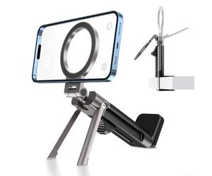 AugustknowU Support de téléphone magnétique de bureau avec 40 aimants N52 et joint rotatif pour un positionnement sans couture à 360 degrés de tous les appareils mobiles et tablettes