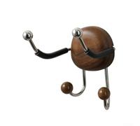 AugustknowU Support mural pour sèche-cheveux sans perçage avec supports en acier inoxydable et étagère en bois de noyer massif pour économiser de l'espace dans la salle de bain