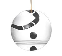 AUGUSTRUSH Décorations de Noël, art de hockey sur glace, décoration à suspendre pour arbre avec ruban pour cheminée, fête, mariage, décorations d'hiver, acrylique incassable, rond et cœur
