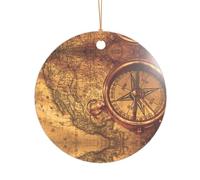 AUGUSTRUSH Décorations de Noël, boussole loi, décoration à suspendre pour arbre avec ruban pour cheminée, fête, mariage, décorations d'hiver, acrylique incassable, rond et cœur