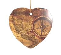 AUGUSTRUSH Décorations de Noël, boussole loi, décoration à suspendre pour arbre avec ruban pour cheminée, fête, mariage, décorations d'hiver, acrylique incassable, rond et cœur