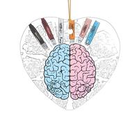 AUGUSTRUSH Décorations de Noël, cerveau humain, décoration à suspendre pour sapin avec ruban pour cheminée, fête, mariage, décorations d'hiver, acrylique incassable, rond et cœur