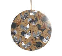 AUGUSTRUSH Décorations de Noël, coq poulet, sapin à suspendre avec ruban pour cheminée, fête, mariage, décorations d'hiver, acrylique incassable, rond et cœur