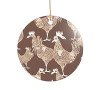 AUGUSTRUSH Décorations de Noël, coq poulet, sapin à suspendre avec ruban pour cheminée, fête, mariage, décorations d'hiver, acrylique incassable, rond et cœur