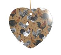 AUGUSTRUSH Décorations de Noël, coq poulet, sapin à suspendre avec ruban pour cheminée, fête, mariage, décorations d'hiver, acrylique incassable, rond et cœur