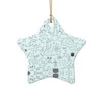 AUGUSTRUSH Décorations de Noël en céramique, chimie, décoration double face à suspendre pour cheminée de Noël, fête de Noël, ensemble cadeau souvenir décoratif de vacances, ensemble cadeau souvenir