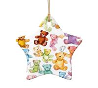 AUGUSTRUSH Décorations de Noël en céramique, éléphant coloré, décoration double face à suspendre pour cheminée de Noël, fête de Noël, ensemble cadeau souvenir décoratif de vacances, ensemble cadeau