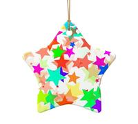 AUGUSTRUSH Décorations de Noël en céramique, étoiles colorées, décoration double face à suspendre pour cheminée de Noël, fête de Noël, ensemble cadeau souvenir décoratif de vacances, ensemble cadeau