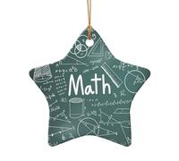 AUGUSTRUSH Décorations de Noël en céramique, mot de leçon de mathématiques, décoration à suspendre à l'arbre double face pour fête de Noël, cheminée de Noël, ensemble cadeau souvenir décoratif de