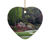 AUGUSTRUSH Décorations de Noël en céramique, terrain de golf, décoration à suspendre à l'arbre double face pour fête de Noël, cheminée de Noël, ensemble cadeau souvenir décoratif de vacances, ensemble