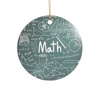 AUGUSTRUSH Décorations de Noël, mot de leçon de mathématiques, décoration à suspendre pour sapin avec ruban pour cheminée, fête, mariage, décorations d'hiver, acrylique incassable, rond et cœur