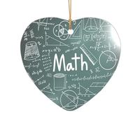 AUGUSTRUSH Décorations de Noël, mot de leçon de mathématiques, décoration à suspendre pour sapin avec ruban pour cheminée, fête, mariage, décorations d'hiver, acrylique incassable, rond et cœur