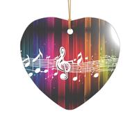 AUGUSTRUSH Décorations de Noël, note de musique, décoration à suspendre pour sapin avec ruban pour cheminée, fête, mariage, décorations d'hiver, acrylique incassable, rond et cœur