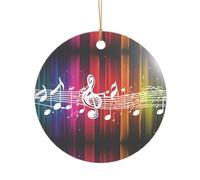 AUGUSTRUSH Décorations de Noël, note de musique, décoration à suspendre pour sapin avec ruban pour cheminée, fête, mariage, décorations d'hiver, acrylique incassable, rond et cœur
