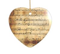 AUGUSTRUSH Décorations de Noël, note de musique, décoration à suspendre pour sapin avec ruban pour cheminée, fête, mariage, décorations d'hiver, acrylique incassable, rond et cœur
