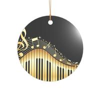 AUGUSTRUSH Décorations de Noël, note de musique, décoration à suspendre pour sapin avec ruban pour cheminée, fête, mariage, décorations d'hiver, acrylique incassable, rond et cœur
