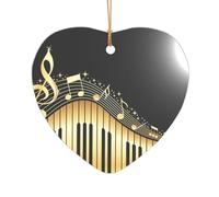 AUGUSTRUSH Décorations de Noël, note de musique, décoration à suspendre pour sapin avec ruban pour cheminée, fête, mariage, décorations d'hiver, acrylique incassable, rond et cœur