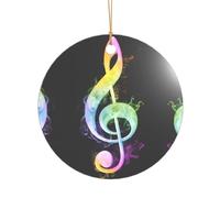 AUGUSTRUSH Décorations de Noël, notes de musique colorées, décoration à suspendre pour sapin avec ruban pour cheminée, fête, mariage, décorations d'hiver, acrylique incassable, rond et cœur