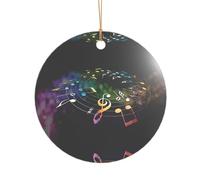 AUGUSTRUSH Décorations de Noël, notes de musique colorées, décoration à suspendre pour sapin avec ruban pour cheminée, fête, mariage, décorations d'hiver, acrylique incassable, rond et cœur