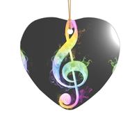 AUGUSTRUSH Décorations de Noël, notes de musique colorées, décoration à suspendre pour sapin avec ruban pour cheminée, fête, mariage, décorations d'hiver, acrylique incassable, rond et cœur