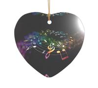 AUGUSTRUSH Décorations de Noël, notes de musique colorées, décoration à suspendre pour sapin avec ruban pour cheminée, fête, mariage, décorations d'hiver, acrylique incassable, rond et cœur