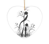AUGUSTRUSH Décorations de Noël, notes de musique noires, décoration à suspendre pour sapin avec ruban pour cheminée, fête, mariage, décorations d'hiver, acrylique incassable, rond et cœur