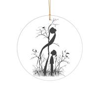 AUGUSTRUSH Décorations de Noël, notes de musique noires, décoration à suspendre pour sapin avec ruban pour cheminée, fête, mariage, décorations d'hiver, acrylique incassable, rond et cœur