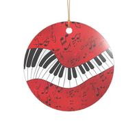 AUGUSTRUSH Décorations de Noël, piano note de musique, décoration à suspendre à l'arbre avec ruban pour cheminée, fête, mariage, décorations d'hiver, acrylique incassable, rond et cœur