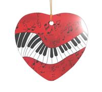 AUGUSTRUSH Décorations de Noël, piano note de musique, décoration à suspendre à l'arbre avec ruban pour cheminée, fête, mariage, décorations d'hiver, acrylique incassable, rond et cœur